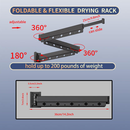 Wall Mounted Clothes Hanger Drying Folding Racks | Full 180° horizontal & vertical pivot
