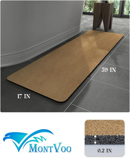 MontVoo -Bath Mat-Rubber Backing Non SlipThin Bathroom Rugs Fit Under Door- Quick Dry Absorbent Faux Suede Surface Grey Bathroom Floor Mats-Shower Rug for in Front of Bathtub Shower Gray 16x24
