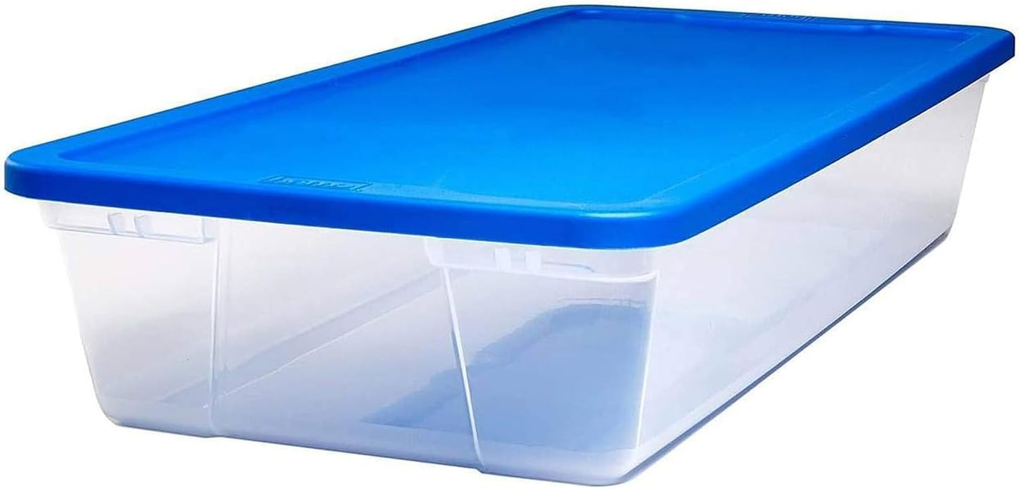HOMZ 2-Pack Snaplock, Small Clear Plastic Storage Organizer Bins w/ Lids, 28 Quart, Gray - Stackable Container Boxes for Bedroom, Bathroom, Garage, and Office Organization