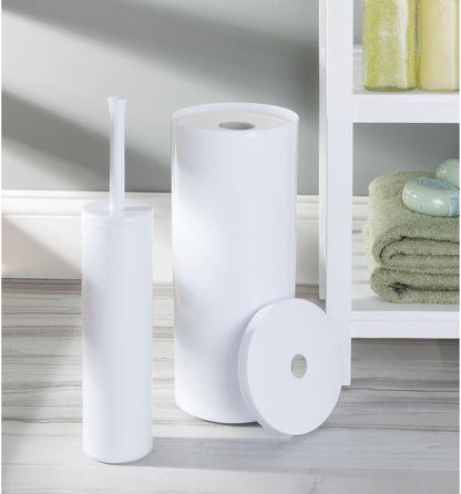 iDesign Compact Toilet Brush and Holder, White | For Bathroom