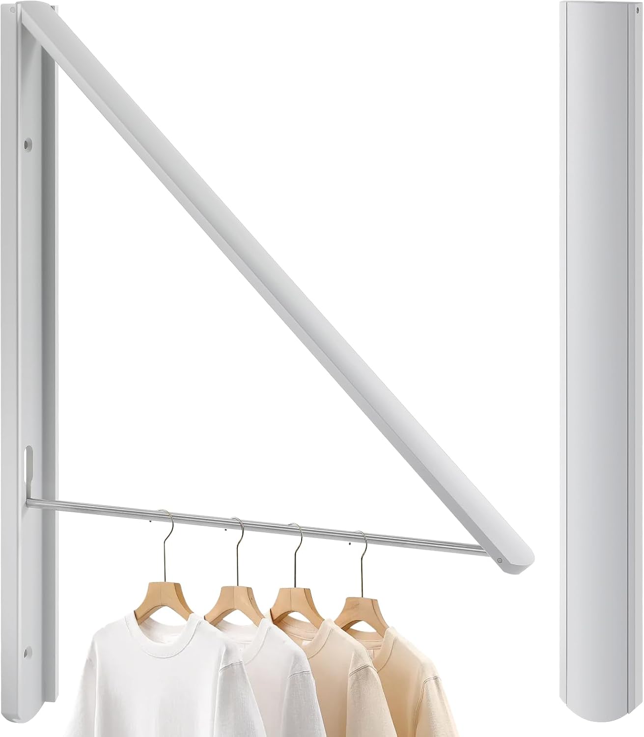 Foldable Clothes Drying Rack, Dark Gray | Wall Mounted, Retractable, 0.43'' Thickness, Space Saving, Aluminum