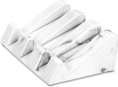 White Marble Soap Dish for Bathroom Sink,Self Draining Bar Soap Holder for Shower