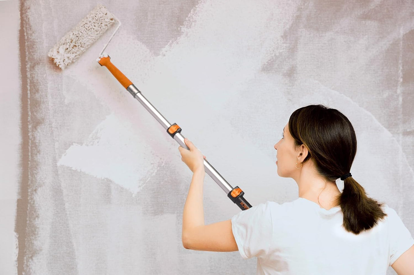 5-24 ft Long Telescoping Extension Pole // Multi-Purpose Extendable Pole with Universal Twist-on Metal Tip // Lightweight and Sturdy // Best Telescopic Pole for Painting, Dusting and Window Cleaning