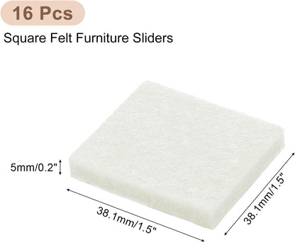 uxcell Furniture Pads, 16Pcs 2.5" - Square Self Adhesive Felt Furniture Pads, Floor Protectors for Furniture Feet Chairs Legs Hardwood Floors (Brown)