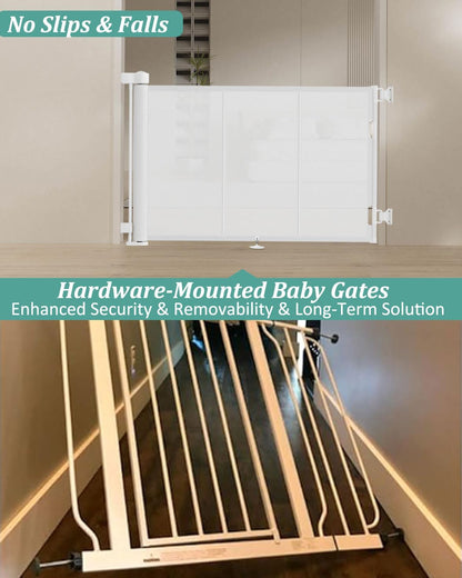 Miumoon 71 inch Retractable Baby Gates 42 inch Tall, Retractable Gate with Reinforced Strip Design to Prevent Crawling Through, 6 FT Retractable Dog Gate for Stairs, Doorways, Hallways, Indoor/Outdoor