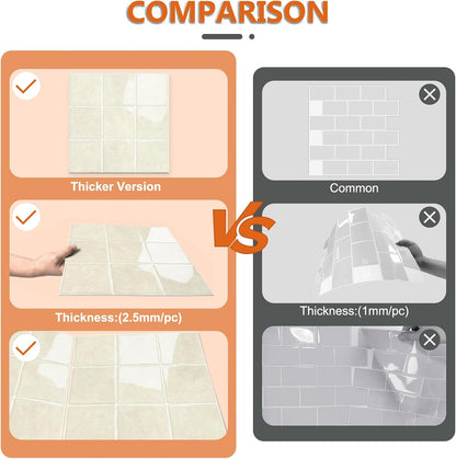 10 Sheet Thicker Peel and Stick Backsplash Tile, 12"x12" 3D Self Adhesive Square Mosaic Subway Checkered Vinyl Backsplash Stick on Wall Tiles for Bathroom, Kitchen, Living Room (10, Orange)