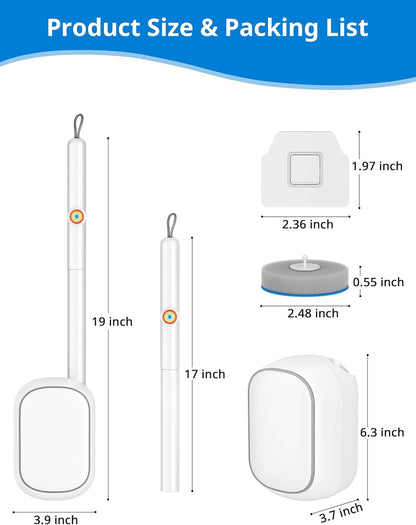 Disposable Toilet Cleaner Wand and Holder Set, Wall Mounted Toilet Bowl Brush Kit with 12 Refill Heads, Hygienic Toilet Cleaning System for Bathroom and RV