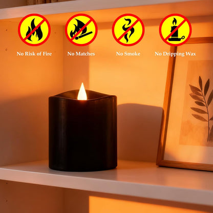 3"x4" Flickering Flameless Battery Candles with Timer, White Realistic LED Pillar Candles, Set of 2 Large Remote-Operated Candles for Home Indoor/Outdoor & Holiday Decor