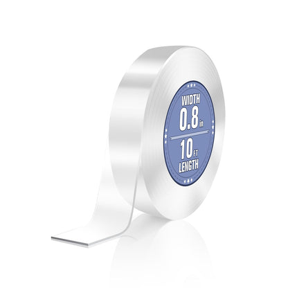 Double Sided Tape Heavy Duty, Clear Nano Tape, 0.8'' x 120'' Two Sided Mounting Adhesive for Walls Posters Carpet, Removable Space Gel Strip, 1/24" Thick