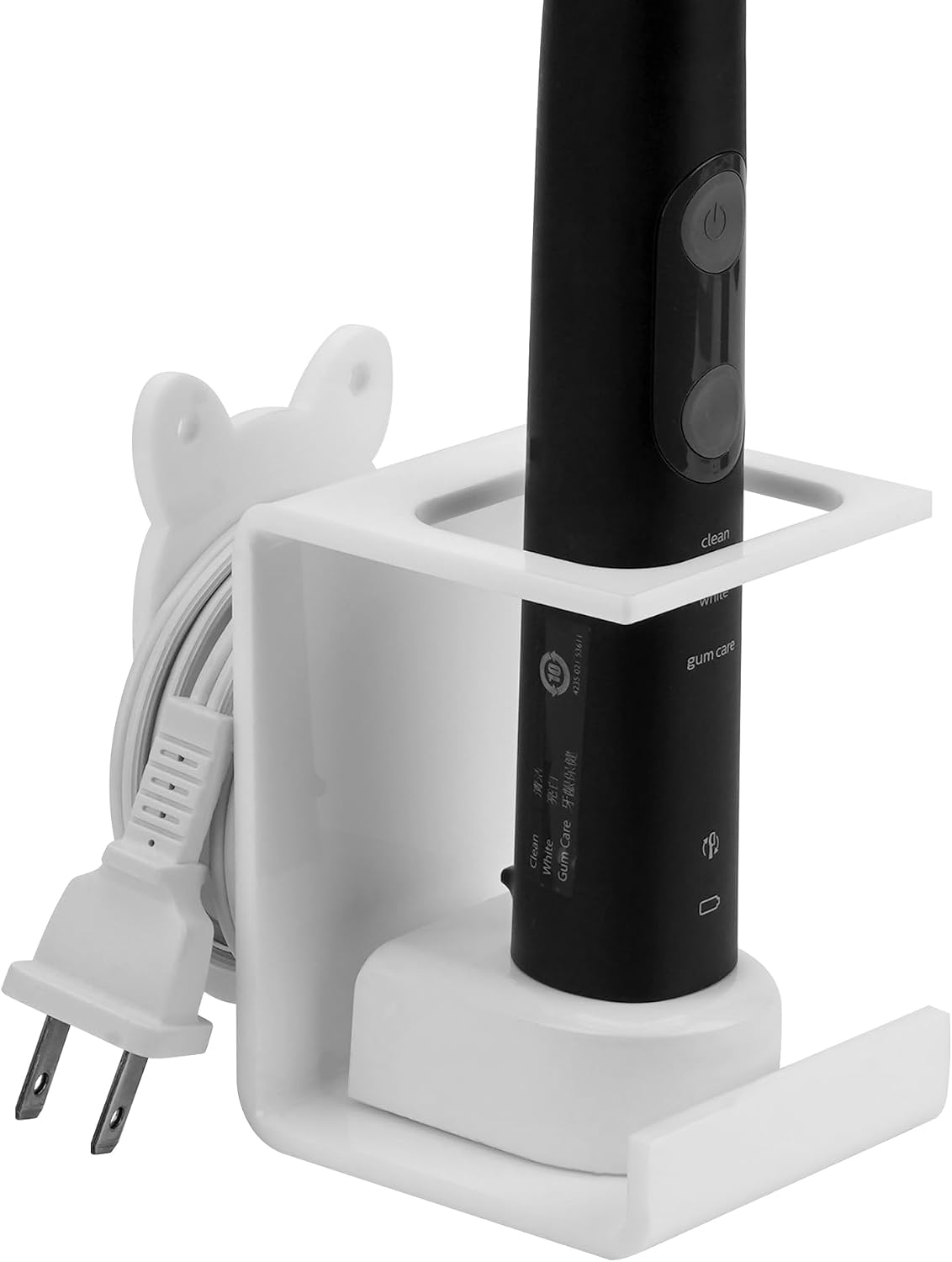 Electric Toothbrush Holder Wall Mounted, Electric Toothbrush Cord Organizer Holds 1 Chargers, Self Adhesive Electric Toothbrush Stand for Bathroom, Medicine Cabinet, Dorm(Black)