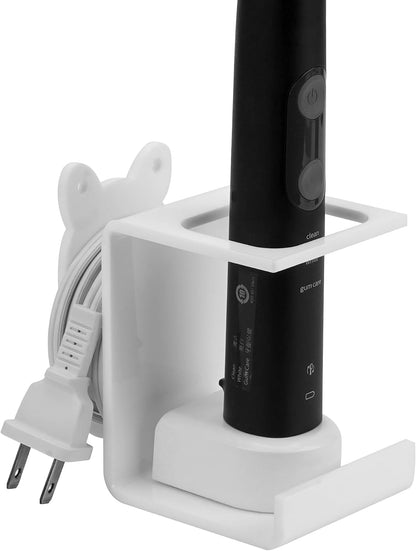Electric Toothbrush Holder Wall Mounted, Electric Toothbrush Cord Organizer Holds 1 Chargers, Self Adhesive Electric Toothbrush Stand for Bathroom, Medicine Cabinet, Dorm(Black)
