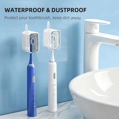 Travel Toothbrush Cover 2PCS,【Innovative Band Design】 Stay Closed Electric Toothbrush Covers Caps, Toothbrush Head Cover for Travel, Camping,Bathroom, Business