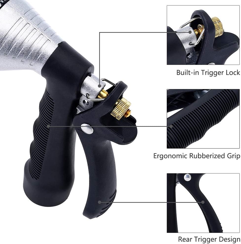 GREEN MOUNT Water Hose Nozzle Spray Nozzle, Metal Garden Hose Nozzle with Adjustable Spray Patterns, Perfect for Watering Plants, Washing Cars and Showering Dogs & Pets