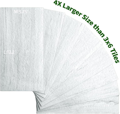 AULIGET 6" x 12" Black Slate Peel and Stick Backsplash Wall Tiles, PVC Faux Stone Stick on Tiles for Backsplash Kitchen, Bathroom, Laundry Room, Camper, Fireplace (Pack of 20)