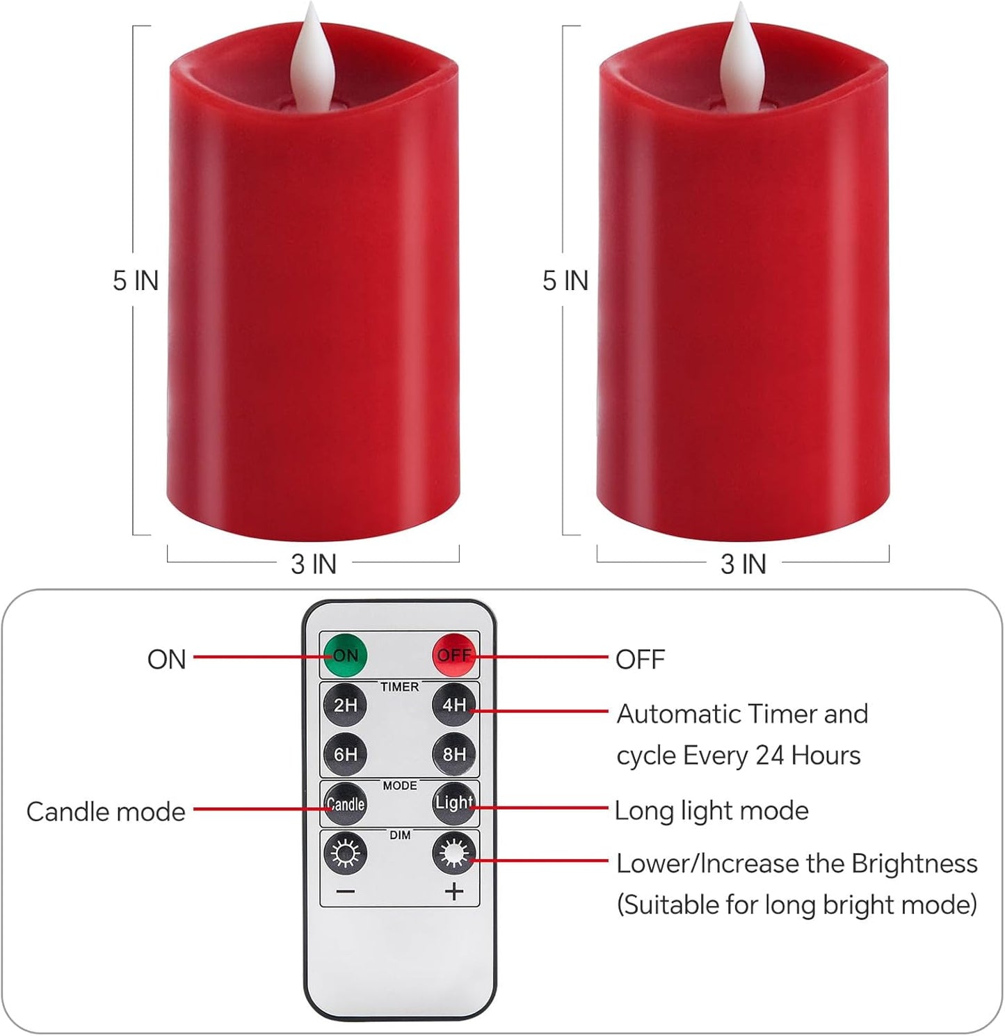 3x4 Flickering Flameless Candles Set of 3,Real Wax Pillar LED Candles,with Timer,4 inch Flameless Candles with Remote,for Party Wedding Holiday Home Decor,Ivory