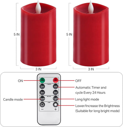 3x4 Flickering Flameless Candles Set of 3,Real Wax Pillar LED Candles,with Timer,4 inch Flameless Candles with Remote,for Party Wedding Holiday Home Decor,Ivory