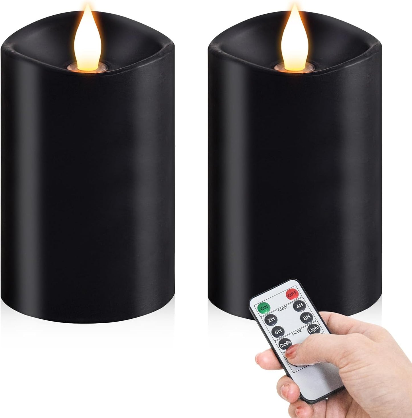 3x4 Flickering Flameless Candles Set of 3,Real Wax Pillar LED Candles,with Timer,4 inch Flameless Candles with Remote,for Party Wedding Holiday Home Decor,Ivory