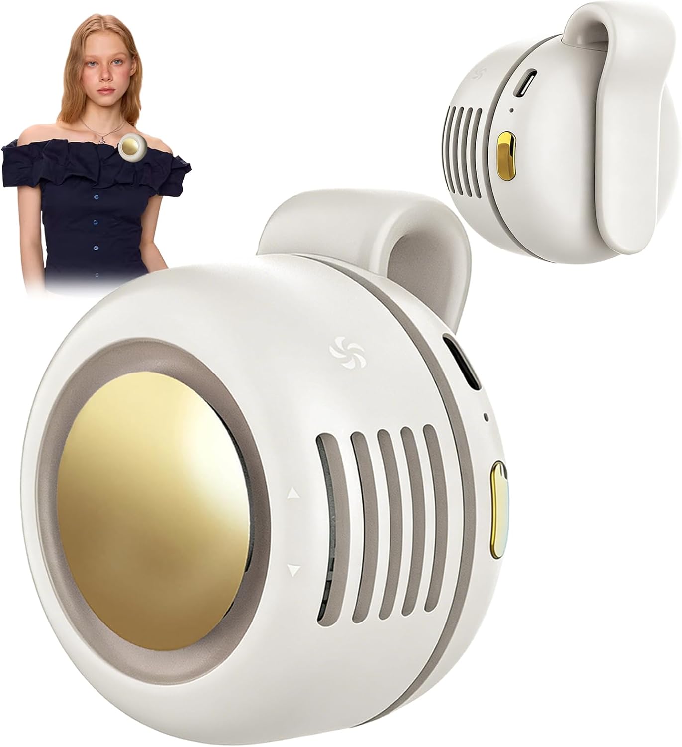 Portable Clip-On Fan, Mini USB Rechargeable 360° Rotatable Fan, Personal Fan 3-Speed Silent Mini Bladeless Fans