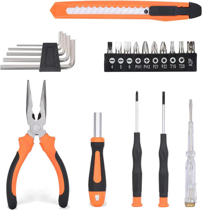 LAND 22-Piece Small Tool Kit with Toolbox - Essential Household Tool Set for Home Repair, DIY Projects, Garage & College Dorm, Includes Pliers, Screwdrivers & Portable Storage Case