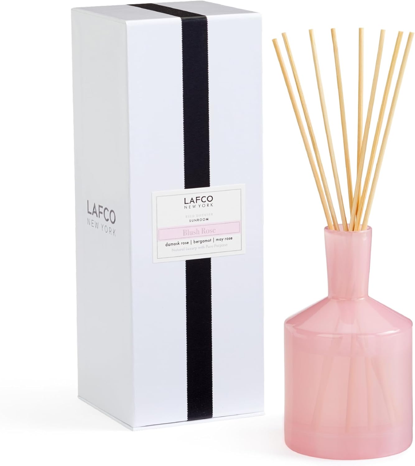 LAFCO New York Classic Reed Diffuser, Sea & Dune - 6 oz - Up to 3 Months Fragrance Life - Reusable Glass Vessel - Natural Wood Reeds - Made in The USA