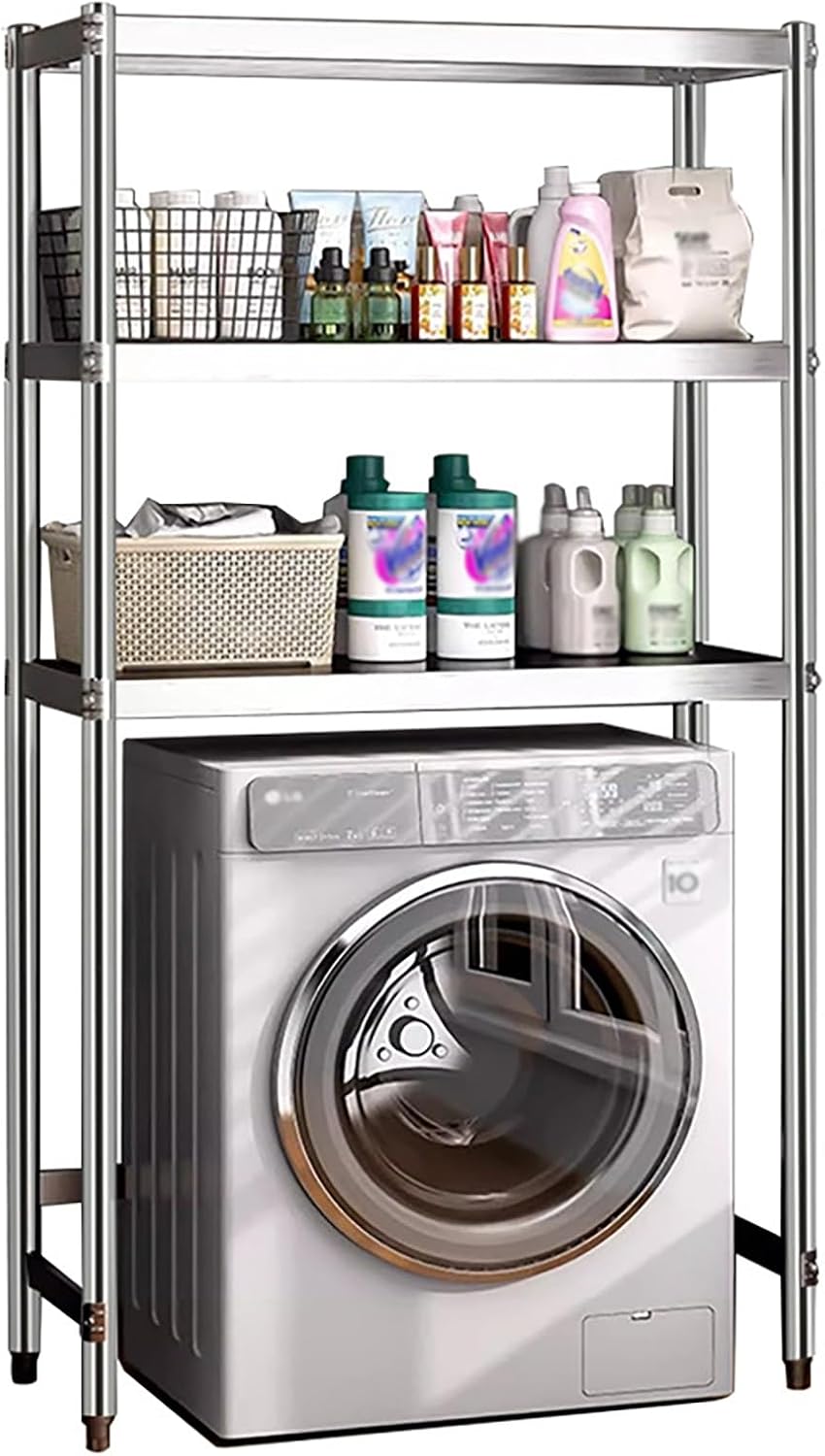 Over The Washer & Dryer Storage Shelves, 3-Tier Laundry Organization Shelf, Over Washer & Dryer Storage, Laundry Room Organization Over The Washing Machine Rack(Black)