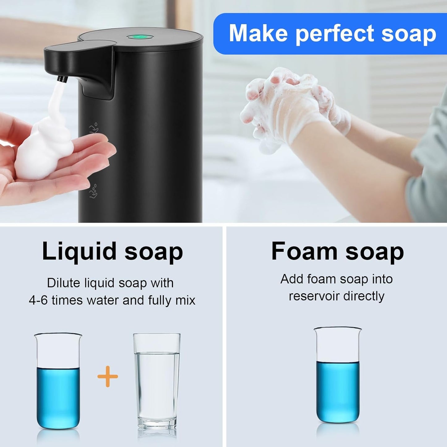 LAOPAO Rechargeable Automatic Foaming Soap Dispenser - Stainless Steel Touchless 9oz Foam Soap Dispenser for Bathroom and Kitchen - Xmas Gift