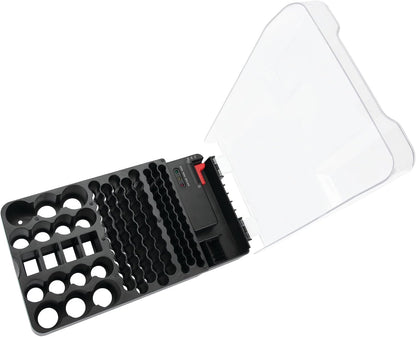 Performance Tool W3001 104 Slot Battery Organizer with Removable Tester - Keep Your Batteries Neatly Stored and Corrosion-Free