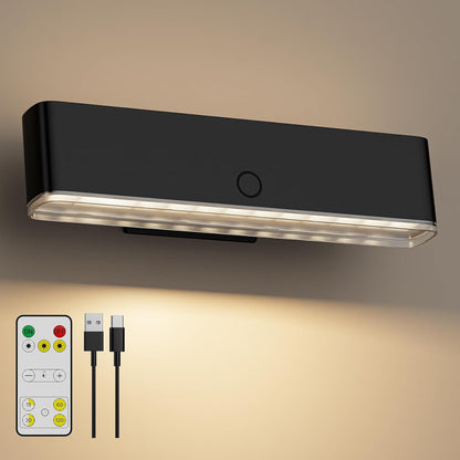 MOITA Magnetic Wireless Battery Operated Wall Sconce, Rechargeable Remote Control & Touch Control Wall Sconces Set of Two, 3-Color Temperatures LED Wall Lights, 360° Rotatable (Walnut, 2-Pack)