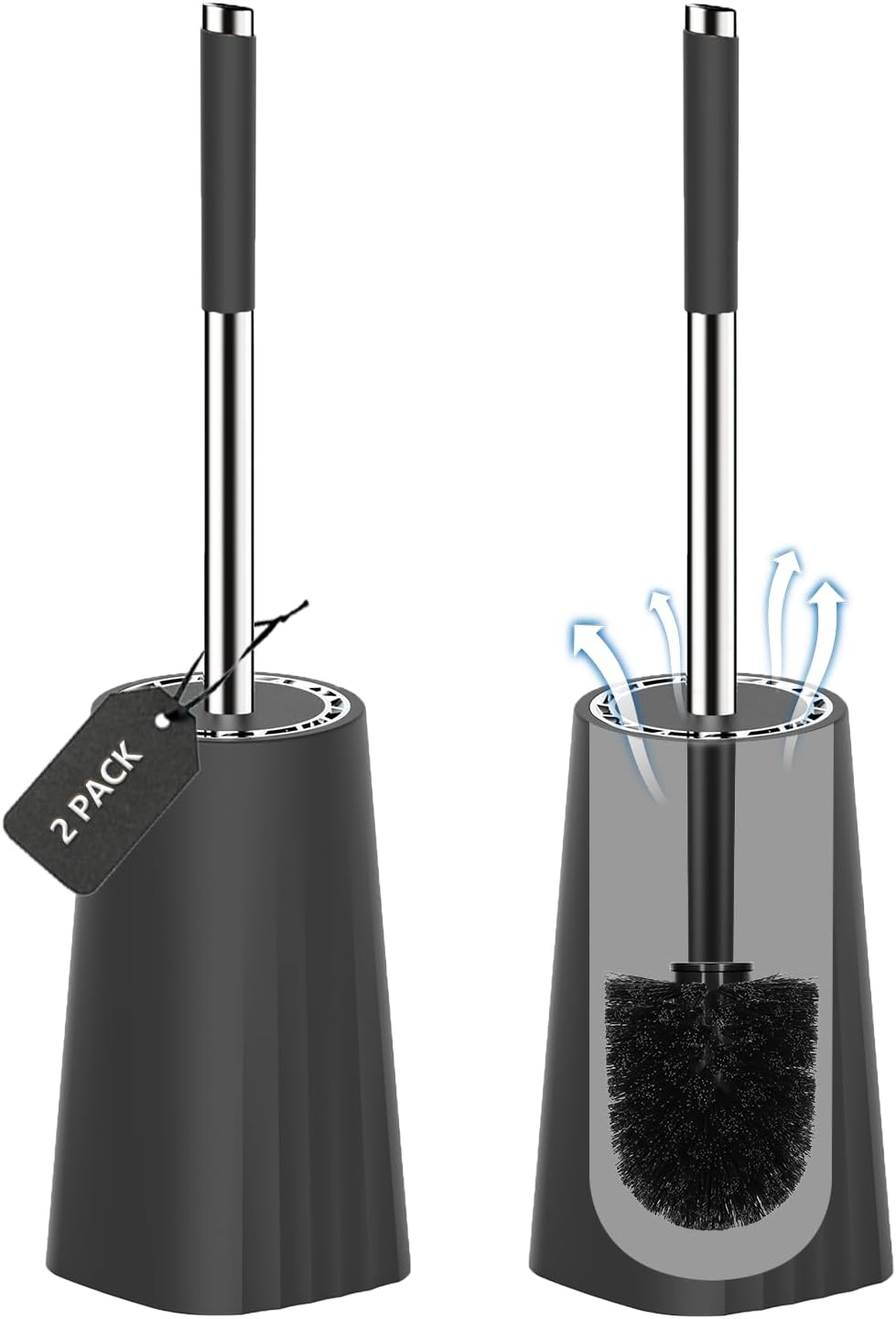SetSail Toilet Brush, Compact Size Toilet Bowl Brush and Holder Toilet Brushes for Bathroom with Stainless Steel Handle Toilet Cleaner Brush with Durable Scrubbing Bristles, Splash-Proof