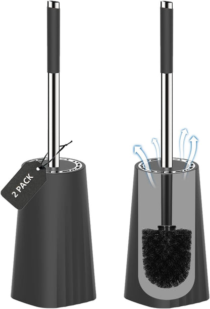 SetSail Toilet Brush, Compact Size Toilet Bowl Brush and Holder Toilet Brushes for Bathroom with Stainless Steel Handle Toilet Cleaner Brush with Durable Scrubbing Bristles, Splash-Proof