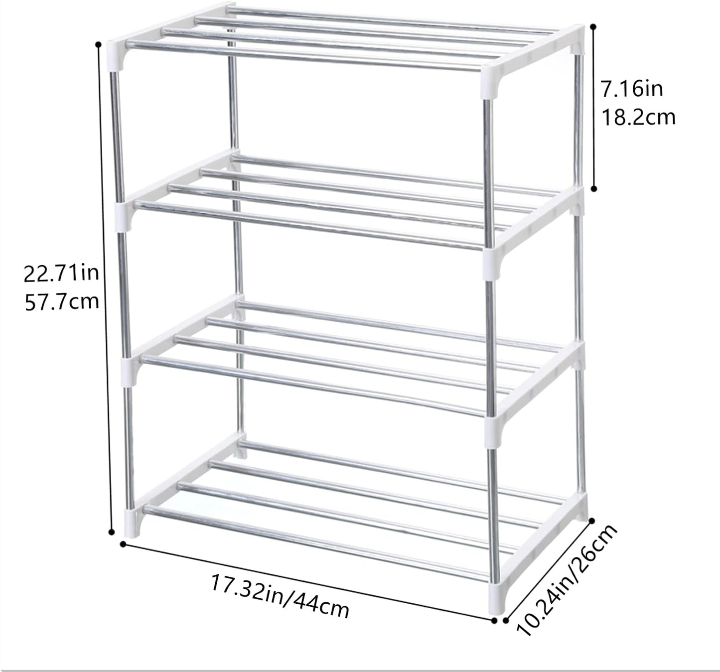 Jucaifu Stackable Small Shoe Rack, Entryway, Hallway and Closet Space Saving Storage and Organization (3-Tier, White)