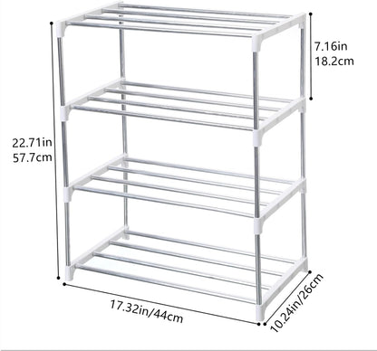 Jucaifu Stackable Small Shoe Rack, Entryway, Hallway and Closet Space Saving Storage and Organization (3-Tier, White)