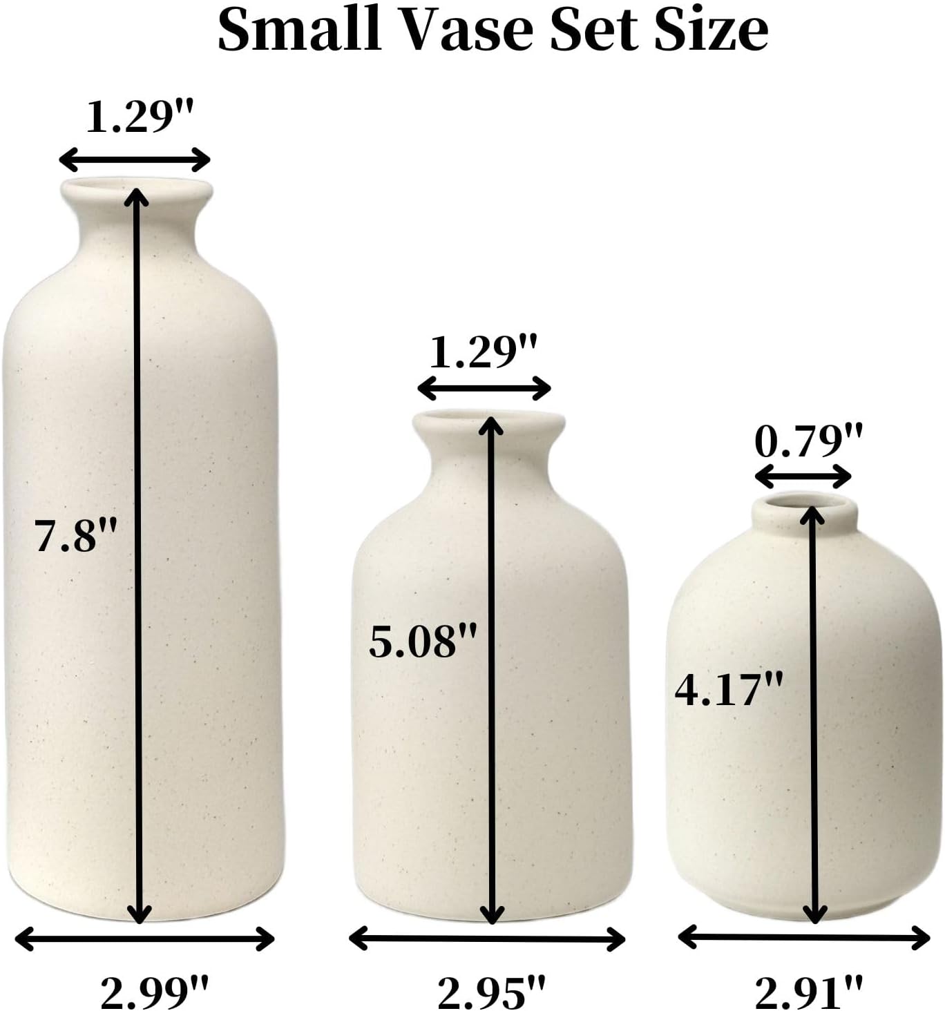 Small Ceramic Vase Set of 3, Boho Home Decor Vases for Dried Flowers,Farmhouse,Shelf,Bathroom,Centerpiece for Entryway Table Decoration Gifts