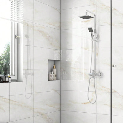 Chejiaye 10pcs Marble Peel and Stick Backsplash Waterproof Washroom Wall Panels, Peel and Stick Tile, PVC Foam Wall Panels for Kitchen,Bathroom,Living Room,Blue and Gold(Not Real Tile,11.8" x 11.8")