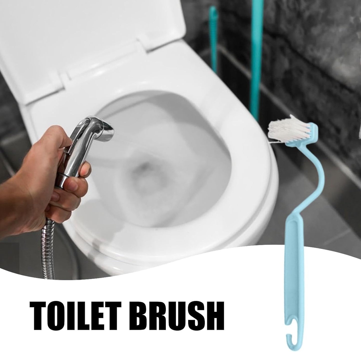 Curved Toilet Brush - Under Rim Toilet Bowl Brush - Toilet Rim Brush | Soft Bristle Toilet Brush S-Shaped | Angled Toilet Corner Scrubber Soft Toilet Rim Cleaner Multi-Functional for Toilets Kitchens