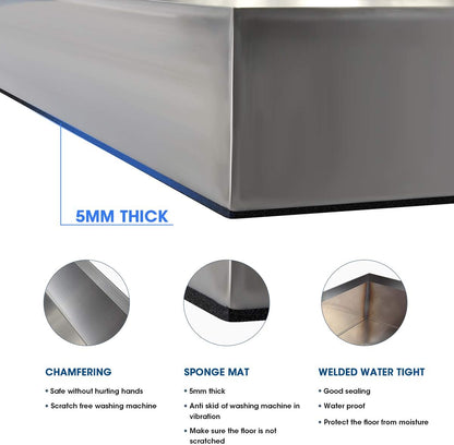 Washing Machine Pan-28" x 30" x 2.5", Heavy Duty 304 Stainless Steel, Washing Machine Tray with Anti-Slip Bottom Pad, Raised Edge Drain Pan, No Hole, Leak Protection for Laundry Room