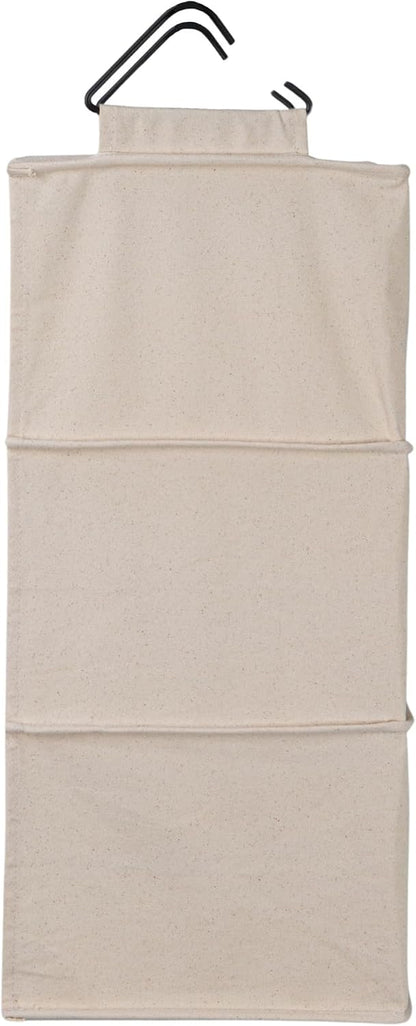 Household Essentials Cedarline 3-Shelf Hanging Closet Organizer, Heavy-Duty Cotton Canvas, Natural