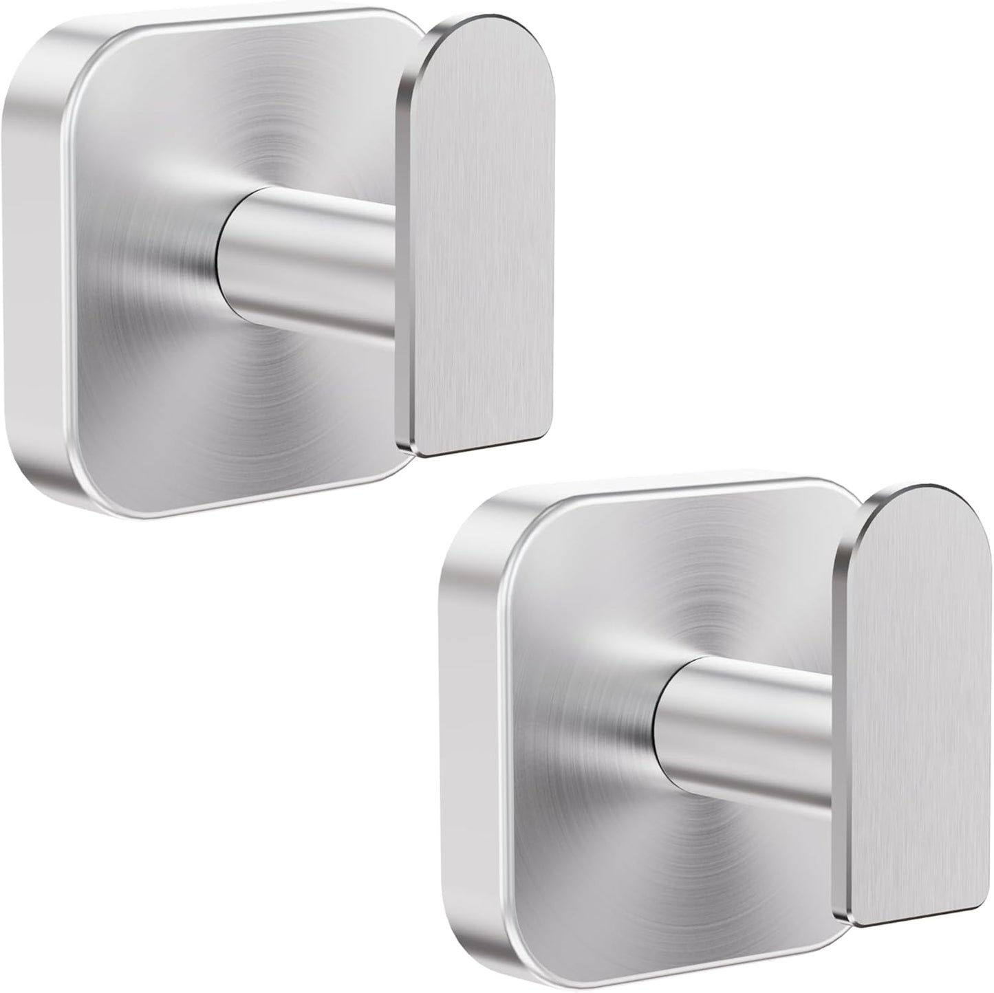 Aikzik Large Heavy Duty Wall Hooks - 26lb Max, Stainless Steel Replaceable Adhesive Towel Hook, Hooks for Hanging Towel, Coat, Sticky Towel Holder Stick on Bathroom, Shower, Kitchen, Black(2 Pack)