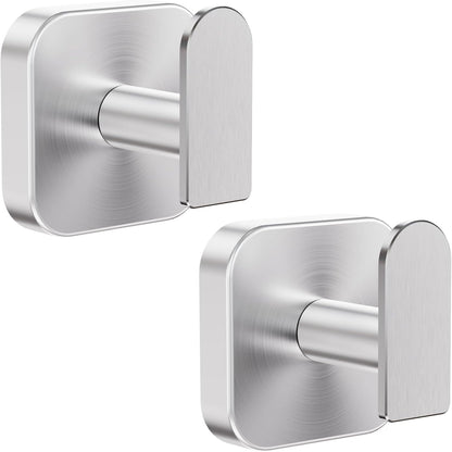 Aikzik Large Heavy Duty Wall Hooks - 26lb Max, Stainless Steel Replaceable Adhesive Towel Hook, Hooks for Hanging Towel, Coat, Sticky Towel Holder Stick on Bathroom, Shower, Kitchen, Black(2 Pack)