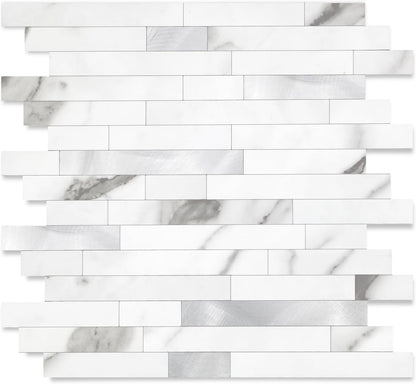 Yipscazo 2026 New Upgrade 11.34" X 11.57" Peel and Stick Backsplash, Stick on Backsplash Tiles for Kitchen, Bathroom, Fireplace (10 Sheets, Beige Rocks + Rose Gold)