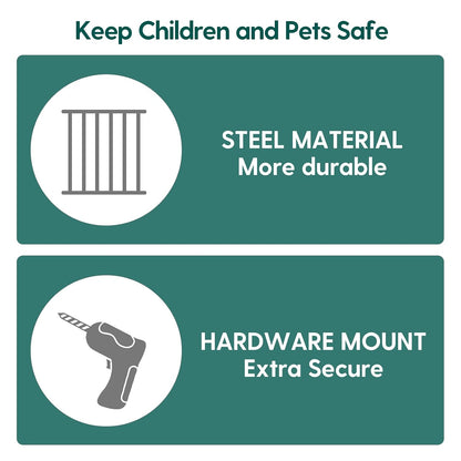 Babelio Baby Gate for Stairs, Kitchen & Doorways, No Bottom Bar| One-Handed Operation| Auto-Close| Hardware Mount (Drill Needed) Safety Dog/Pet Gate (Black - B17, 26-43" W, 28" H)