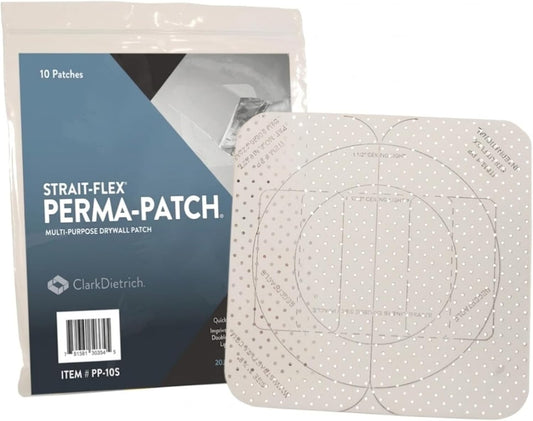 Strait-Flex Drywall Patch – Perma-Patch for Easy Drywall Repair – Smooth Finish, No Fuzz and Ready to Paint – Pre-Cut 8" x 8" Size with Trim Guides – Covers Holes Up to 5" – 10 Pack