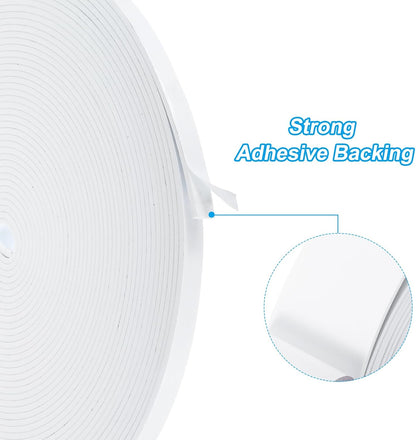 PATIKIL Weather Stripping Door Seal Strip, 3/8 Inch x 1/4 Inch x 32 Ft Self Adhesive Soundproof High Density Foam Tape Insulation for Door Window Air Conditioning, White - Colors B