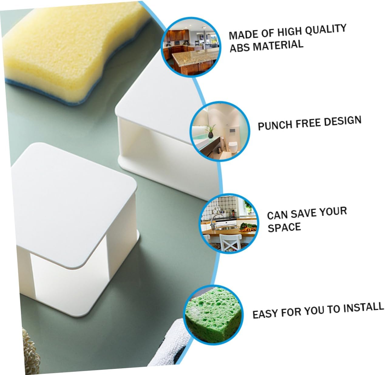 Unomor 2pcs Self Draining Sponge Holder Wall-mounted Dishcloth Rack Cleaning Cloth Storage Rack for Kitchen