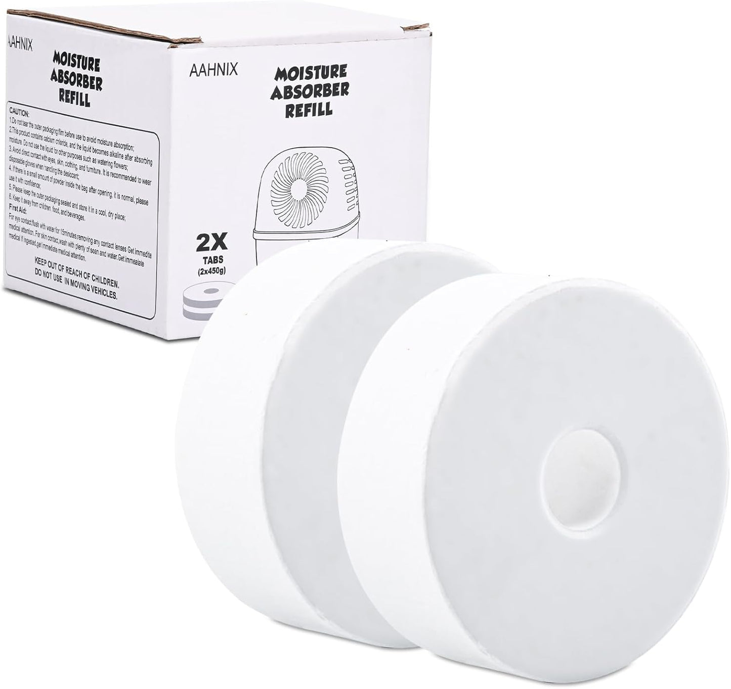 Moisture Absorber with 4 pack Moisture Absorber Refills Tablets, 15.9oz-7"H×5.5"W mini dehumidifier, Bathroom humidity absorber – Prevents Excess Moisture and Fragrance Free