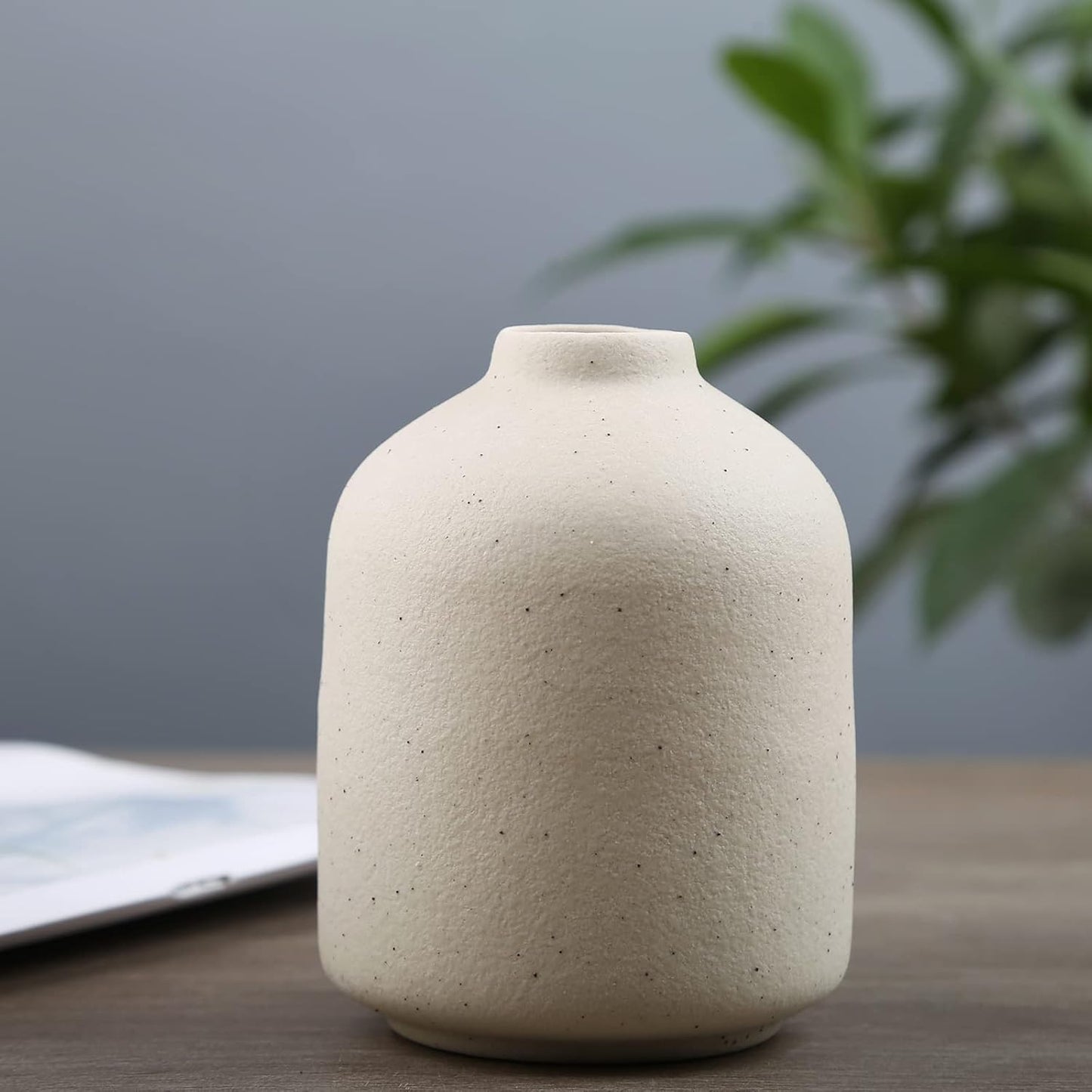 Ceramic Vase,Small Vases for Decor,Set 3 Modern Boho Vases for Flower Pampas,Fit for Living Room Desk Shelf Decor (Beige)