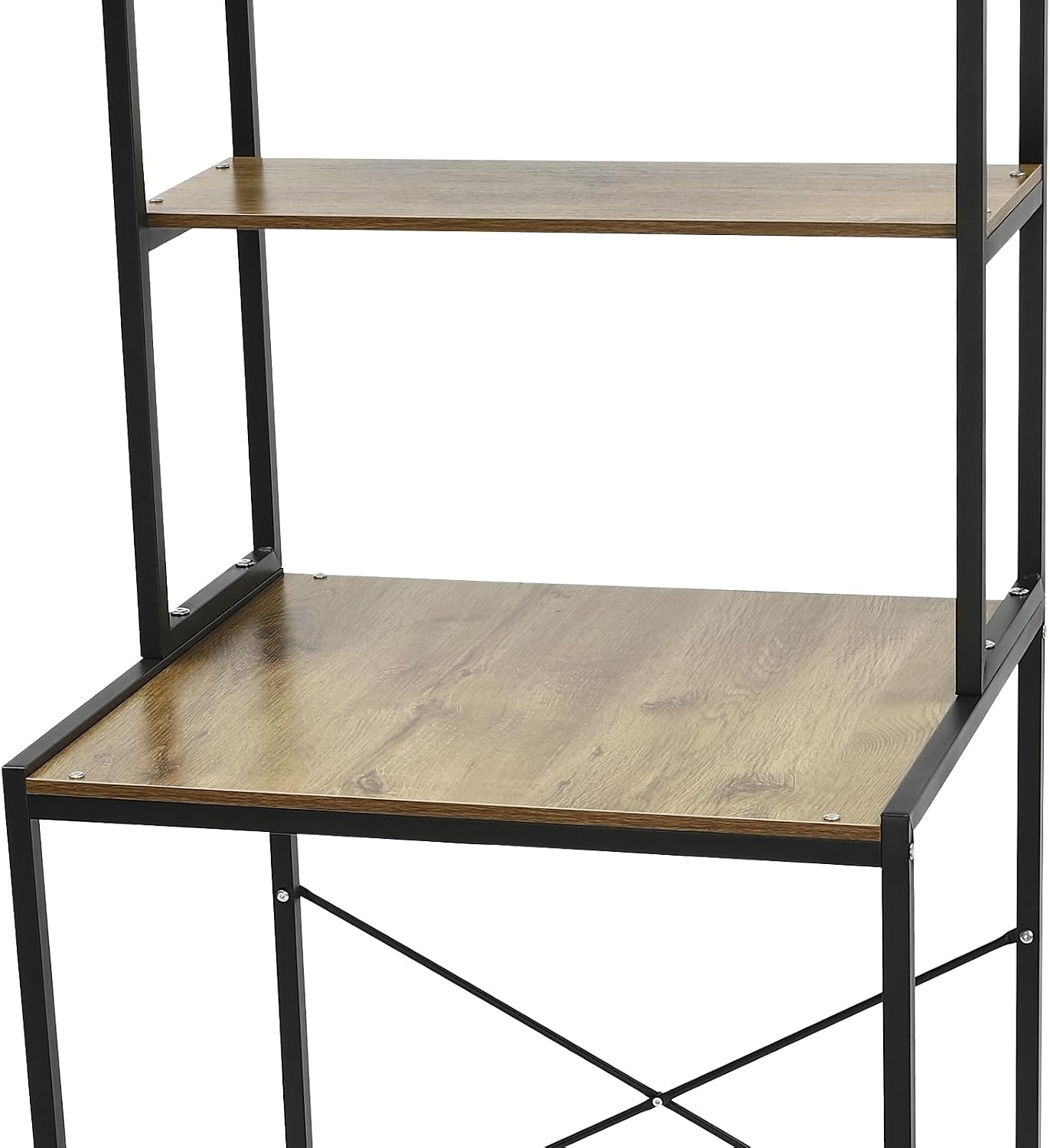 Washer and Dryer Storage Shelf, Three-Tier Compartment and large Compartment Bottom Bathroom Space Saving Organizer Rack 22 lbs Each Tier Capacity, Space Saver Standing Rack (Oak Wood, Black)