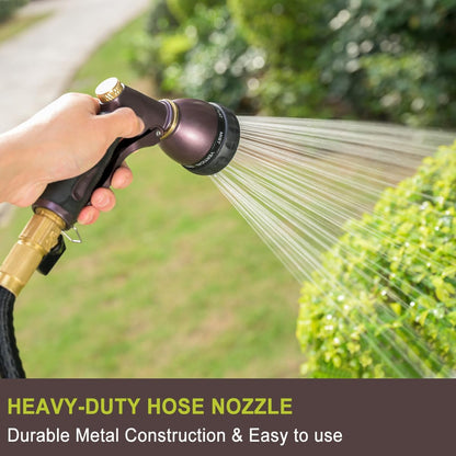 FANHAO Heavy Duty Garden Hose Nozzle, 100% Metal Water Nozzle with 8 Adjustable Spray Patterns, High Pressure Hose Sprayer with Non-Slip Grip for Watering Plants & Lawns, Washing Cars & Pets -Silver