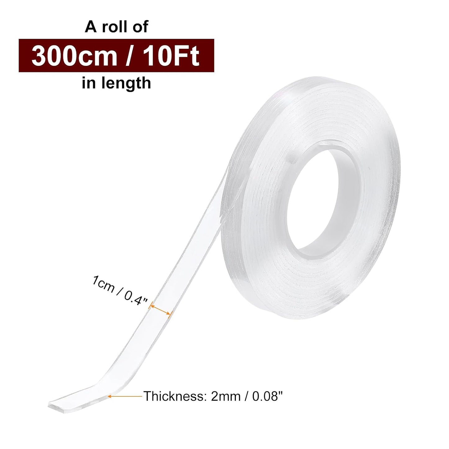 HARFINGTON Double Sided Nano Tape 10FT x 2" x 0.04" Multipurpose Removable Clear Mounting Tape Washable Waterproof Picture Hanging Adhesive Strips for Walls Carpets Posters Decor
