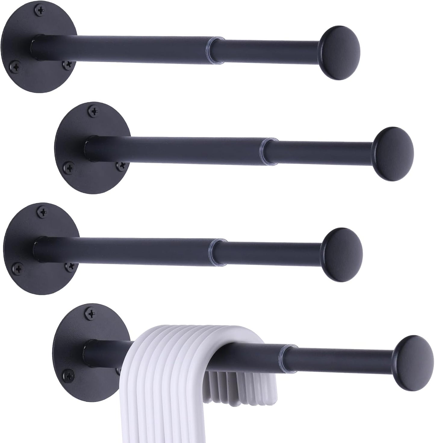 2 Pack Retractable Hanger Holder for Laundry Room, Wall Mount Organizer Rack for Lightweight Clothes, Space Saving Laundry Hook Rod, Keep Empty Hangers Handy, Black